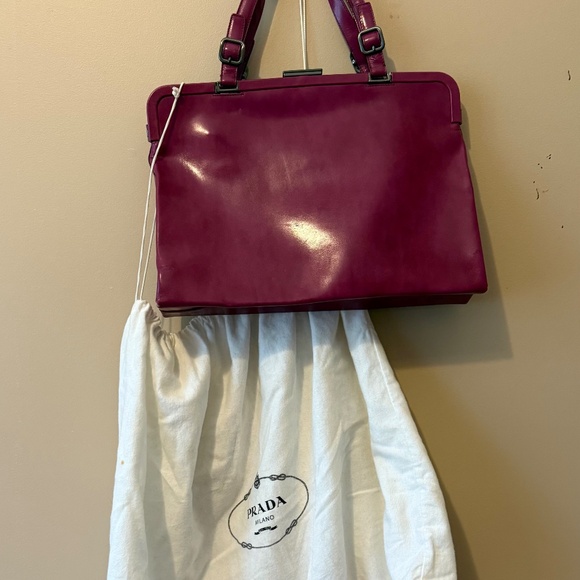 Prada Magenta Double Frame Tote Bag - Picture 8 of 13